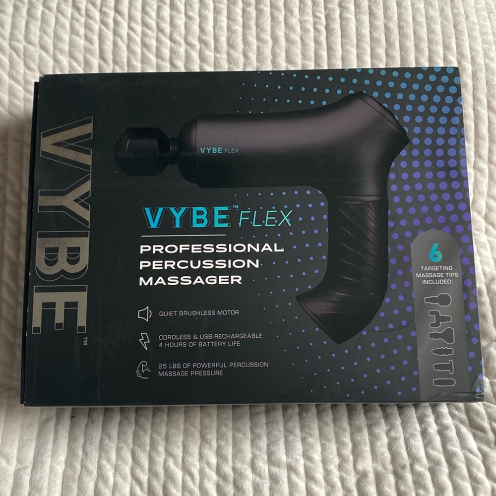 Vybe Flex Professional Percussion Massager Cordless with 6 Attachments